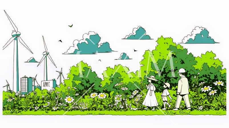 エコとサステナビリティのビジネスコンセプト｜地球と再生可能エネルギーで考える環境問題イラスト