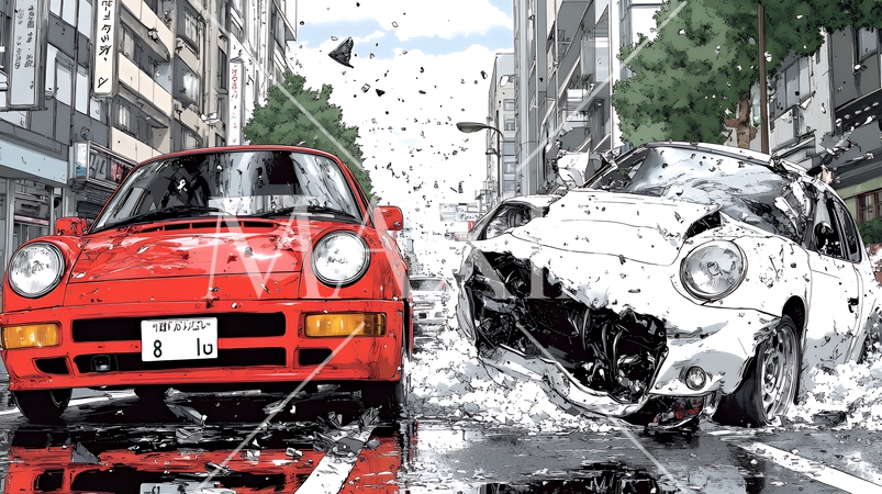 街中での自動車事故