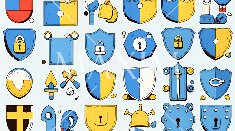 サイバーセキュリティ対策の重要性｜ロックとシールドで守る情報保護のビジネスバナー素材