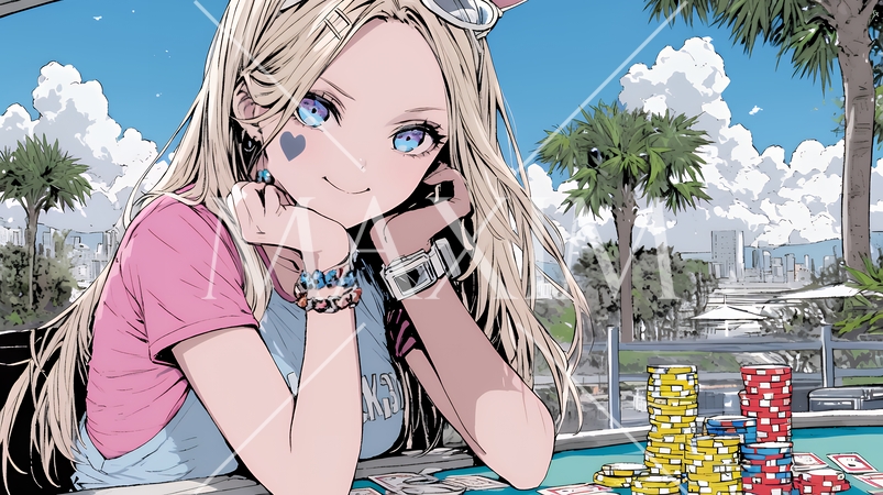 ギャンブル：ギャンブルをしている若い女性