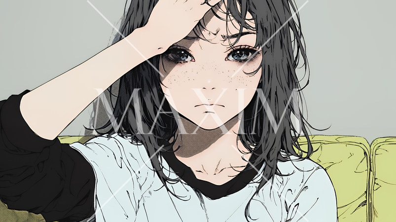 罪悪感に苛まれ、深く反省する若い女性