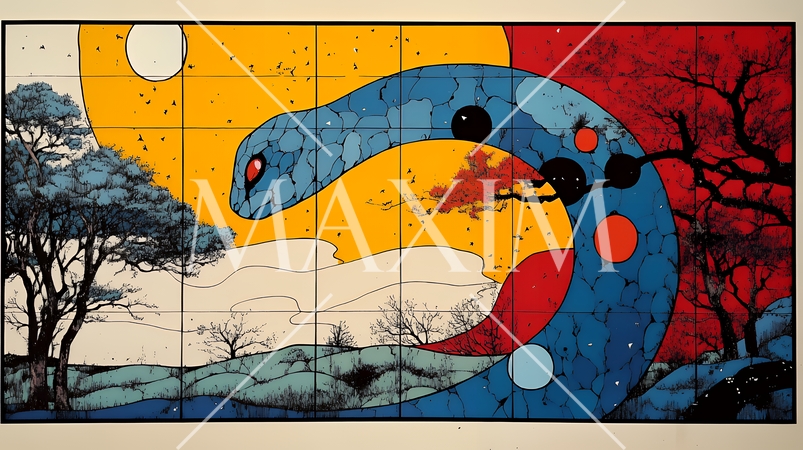 年賀状用のポップなヘビのイラスト