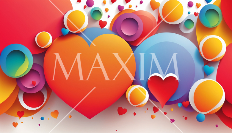 ハートがいっぱいのコピースペースのあるカラフルな背景