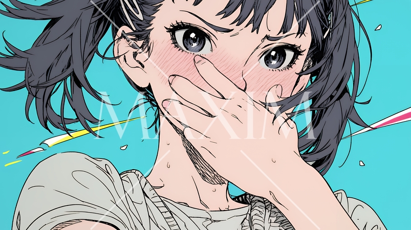 失言をして恥ずかしくて思わず口を手で覆っている若い女性