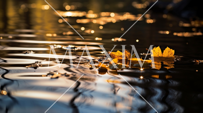 水面から見た紅葉：精緻CG