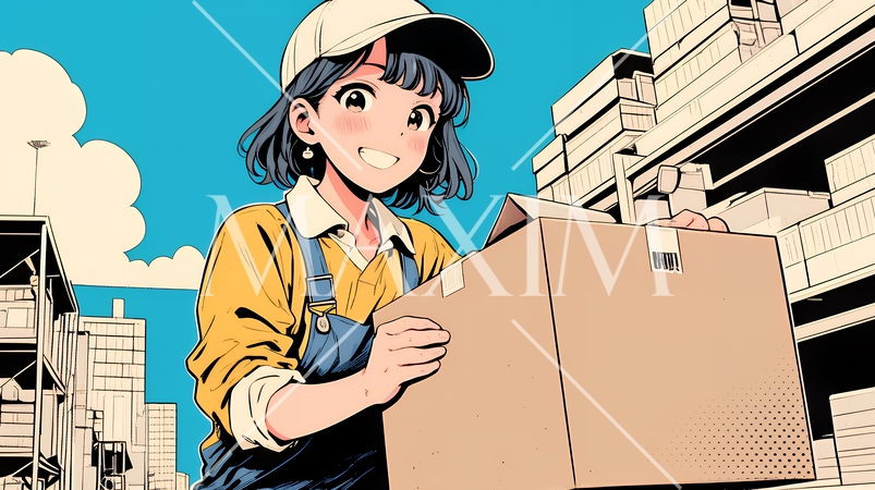 引っ越しの荷造り・荷解きをしている若い女性