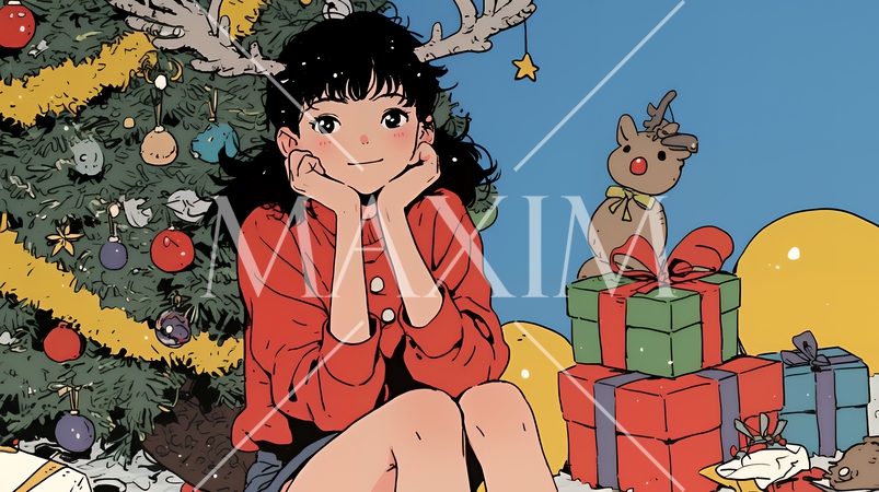 クリスマスツリーと少女