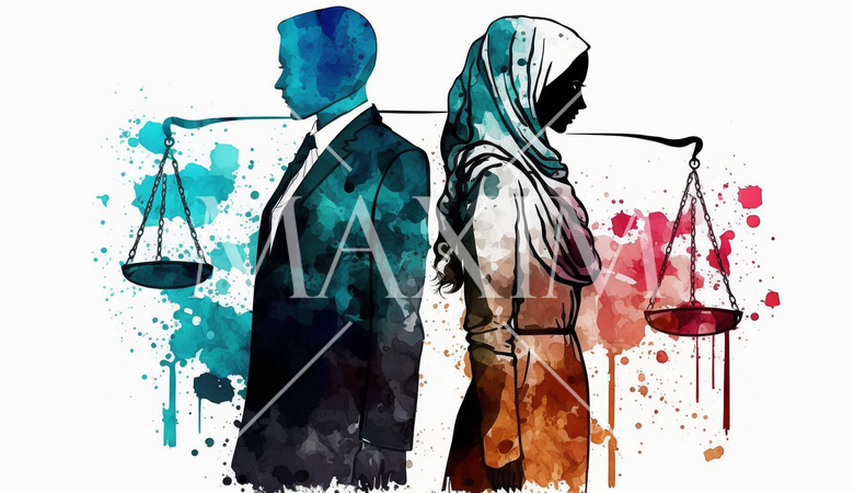 イスラムの性差別問題の水彩画：NHK朝ドラ「虎に翼」の意味も交える