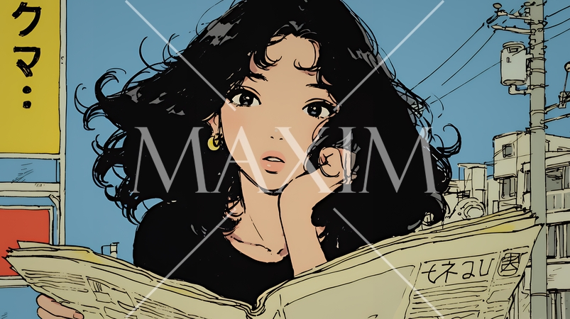 新聞を見て驚いている女性