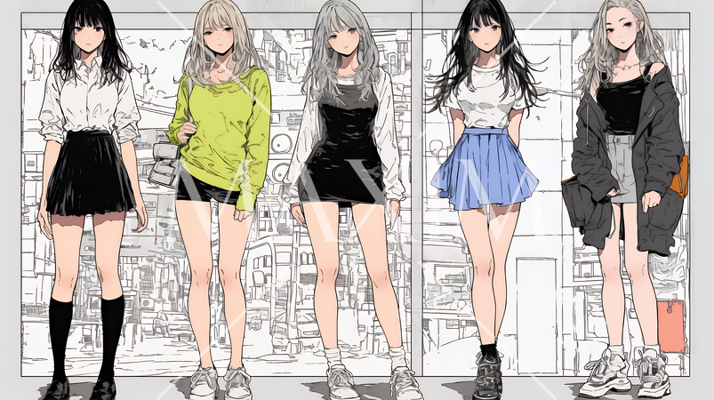 決めポーズをしている若い女性たち