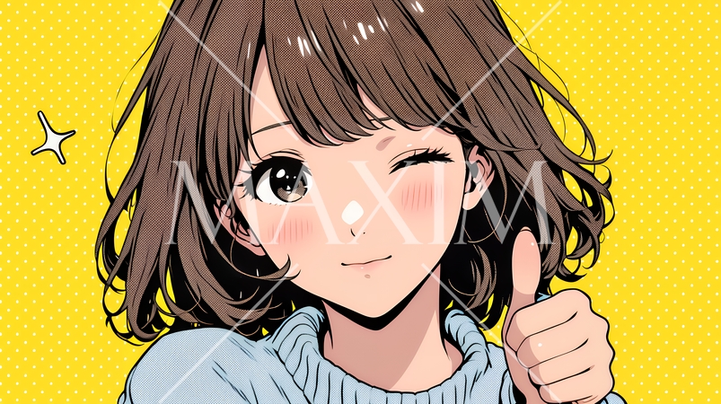 親指を立てて賛成の意思表示をしている若い女性