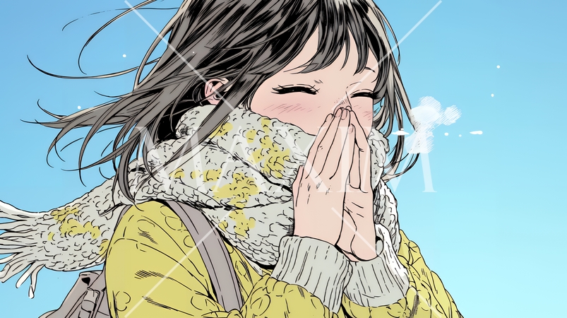 くしゃみをした若い女性