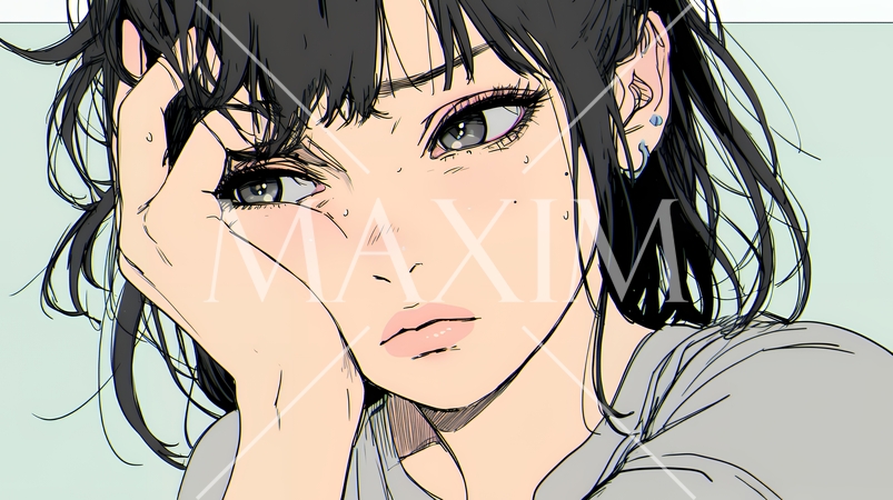 歯痛で頬を押さえている女性