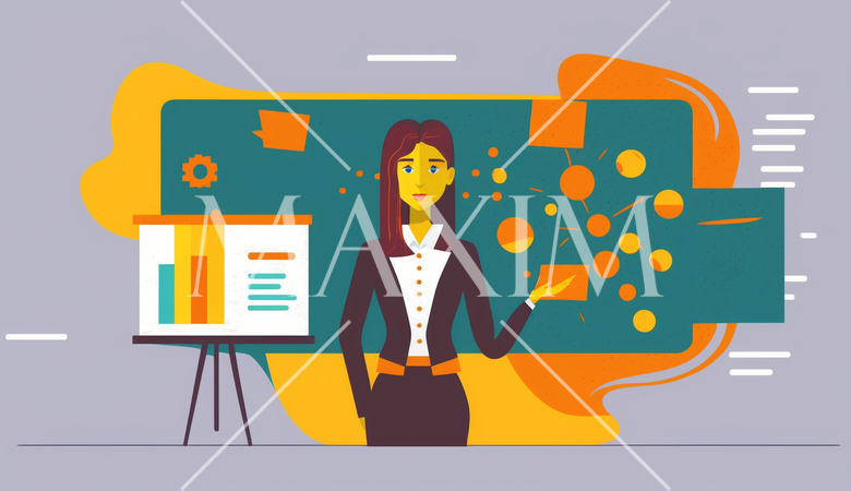 仕事の教育とトレーニングの女性インストラクター：ビジネススキルの向上、トレーニングセッション。