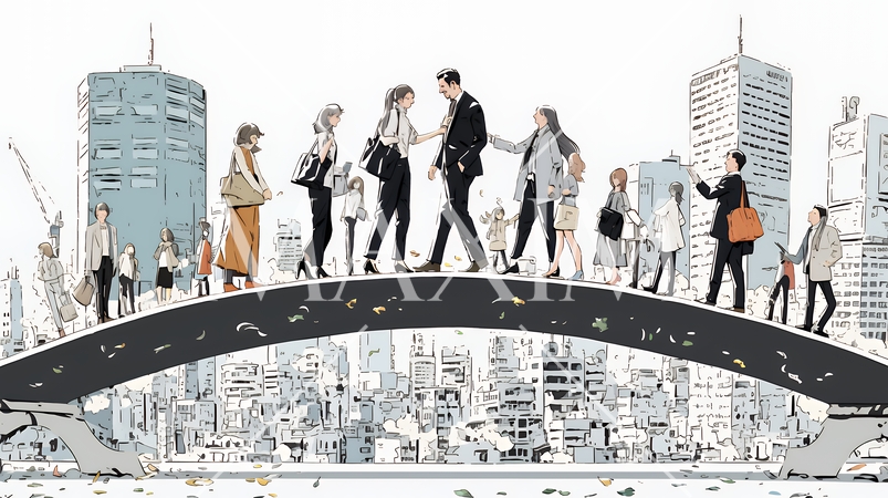 ワーク・ライフ・バランス：ビジネスパーソンが仕事と家庭のバランスをとっている