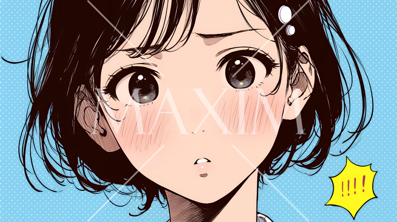 驚愕して息を呑み、目を見開いたまま口をぽかんとする若い女性