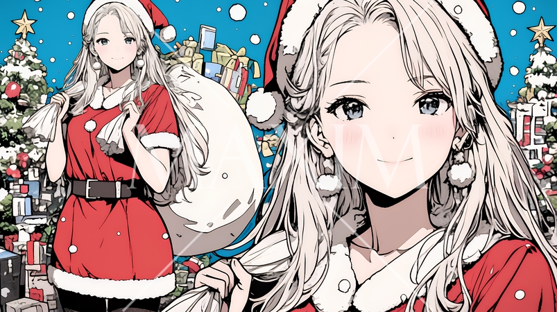 女性のサンタクロース（サンタのコスプレイヤー）