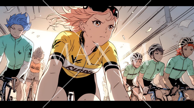 自転車ロードレースに出場している若い女性