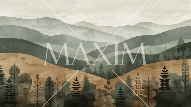 霞が立ちこめる山の風景