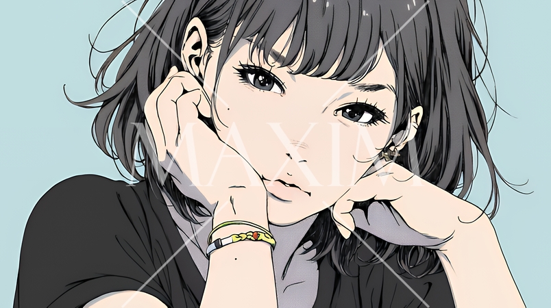 嫉妬の表情を浮かべる若い女性