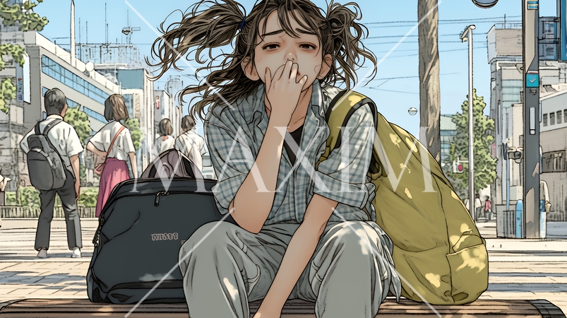 咳き込んでいる体調の悪そうな若い女性