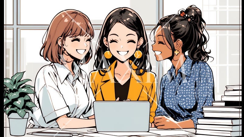 企業内グループミーティングをしている女性たち