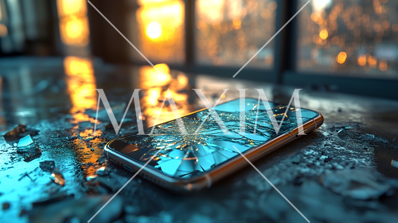 画面に危機的なヒビの入ったスマートフォン