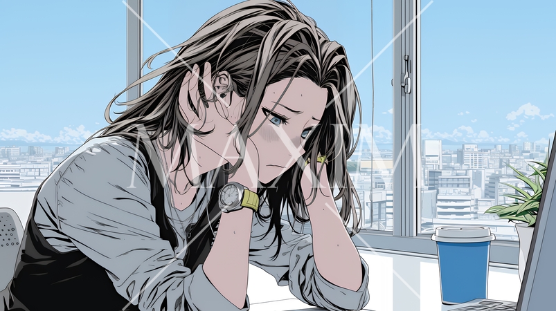 仕事のミスを注意され落ち込んでいる若い女性