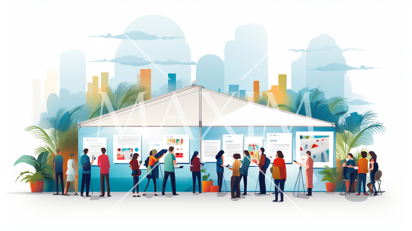 カンファレンスとイベント：業界カンファレンス、セミナー、トレードショー、展示会。