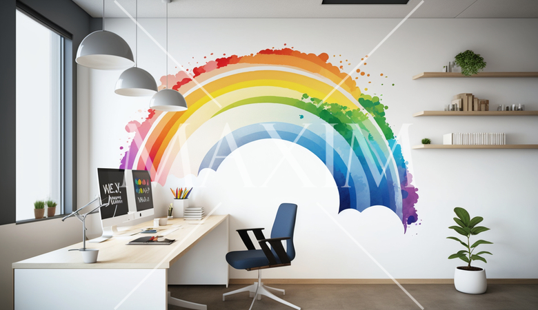 LGBTを意識したレインボーデザインを取り入れた仕事場