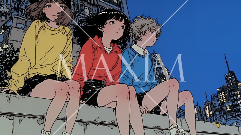 夜の街でたむろっているティーンエージャーたち