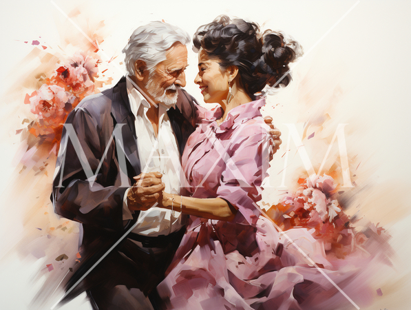 仲良く社交ダンスに興じる老夫婦