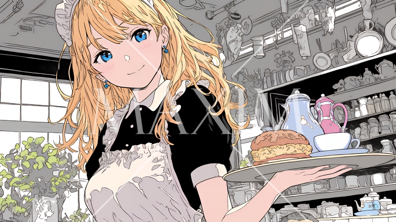 カジュアルレストランで働いている若いウェイトレス