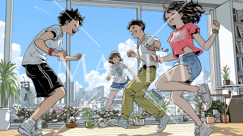 ダンスの練習をしている若者たち