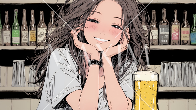 ビールを飲んでいる女性