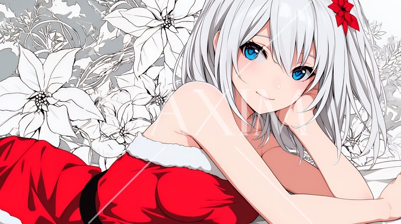 クリスマスファッションの若い女性