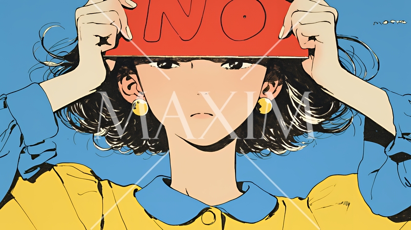 Noのレッドカードサインを出している女性