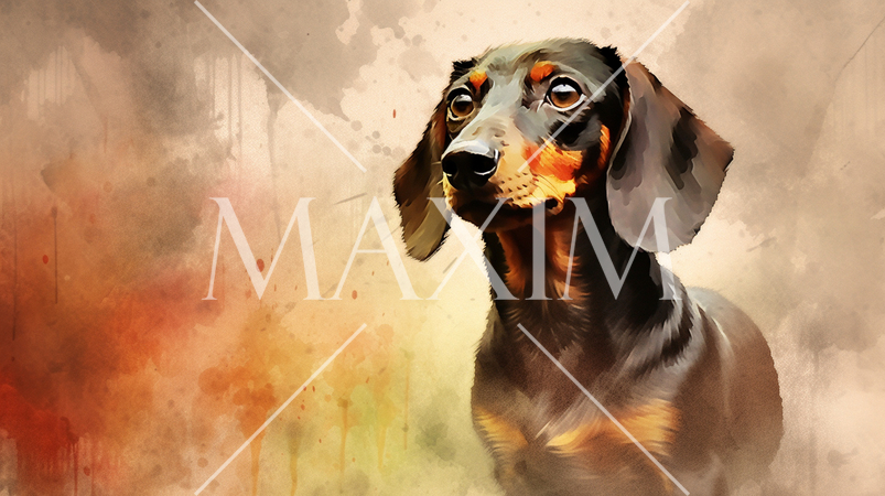 ダックスフンドの水彩画