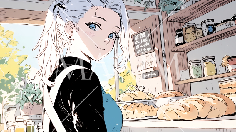 若い女性のパン屋さん