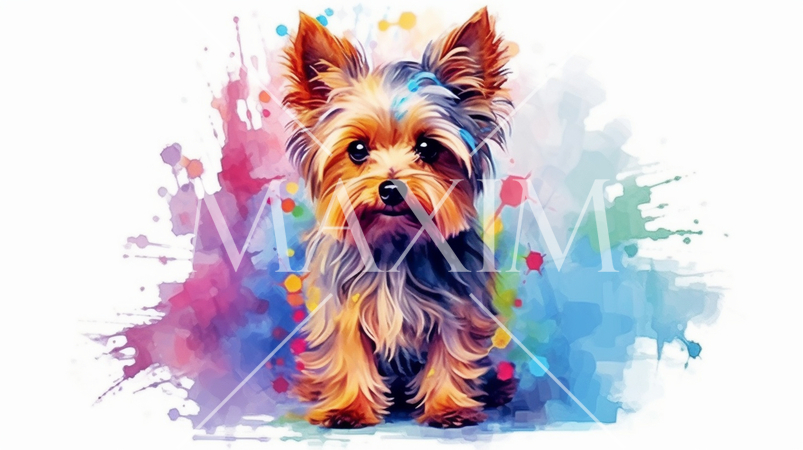 ヨークシャーテリアの水彩画