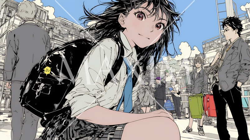 制服姿の女子高生：通学