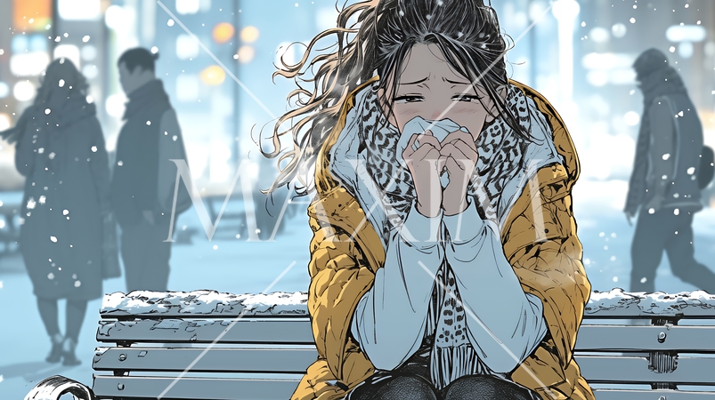 咳き込んでいる体調の悪そうな若い女性