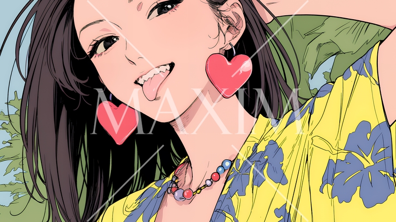 舌を出して陽気におどけている若い女性