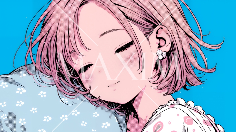 幸せそうな寝顔で眠っている若い女性