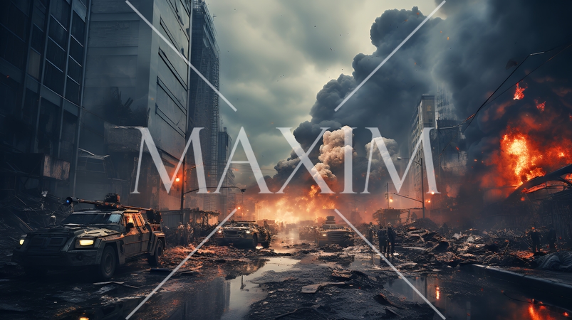 昼間の大都市での戦闘（精緻CG)