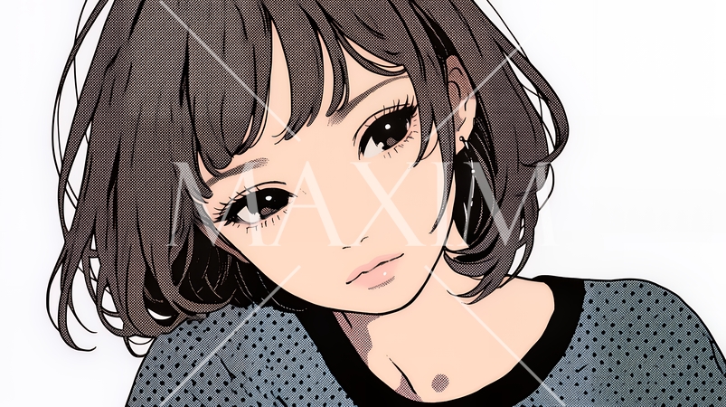 悲しげな目で微笑む（Smiling with sad eyes）若い女性