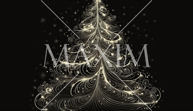 クリスマスツリーの白黒の抽象的イメージ