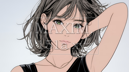 髪をいじる若い女性｜髪型や身だしなみを気にする女性のイラスト素材（イラストID:1283157-20587）