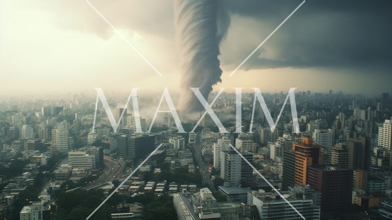 大都市を襲う竜巻