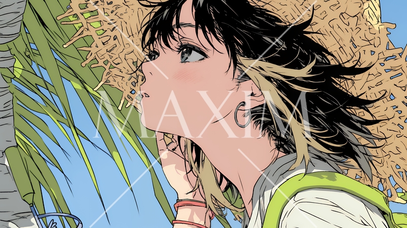 キスの仕草（おねだり）をしている若い女性